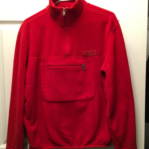 Vintage Ralph Lauren Polo Sport Men’s 1/4 Zip Fleece Jacket Red Size M Polartec - Picture 3 of 11